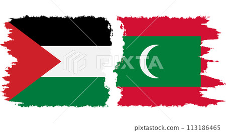 Maldives and Palestine grunge flags connection vector 113186465