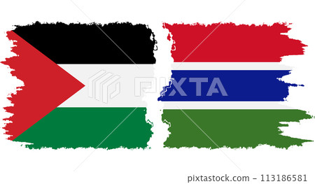 Gambia and Palestine grunge flags connection vector 113186581