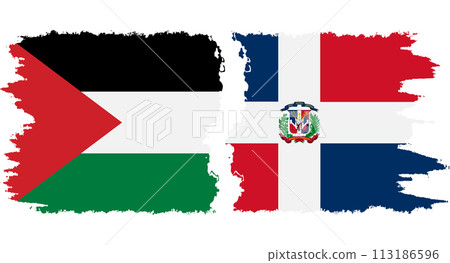 Dominican Republic and Palestine grunge flags connection vector 113186596