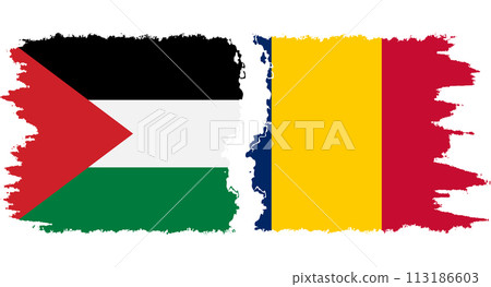 Chad and Palestine grunge flags connection vector Chad and Palestine grunge flags connection vector 113186603