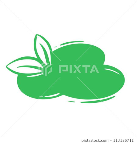 Blank green sticker in form of cloud with leaf Blank green sticker in form of cloud with leaf 113186711