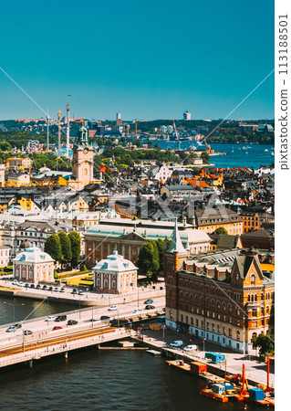 Stockholm, Sweden. Great Church In Cityscape Skyline. Elevated View Of City Center 113188501