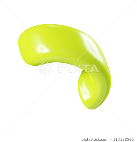 Birthday party popper green confetti streamer element. 3d render illustration. Surprise or winner congratulation serpentine ribbons. Fly and float party decor after explosion of firecracker. 113188596