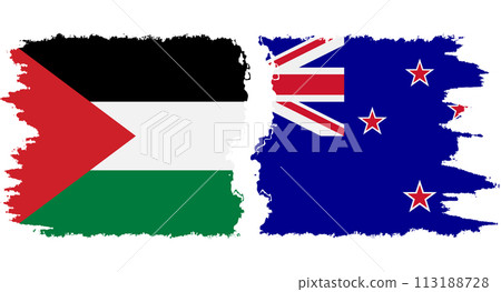 New Zealand and Palestine grunge flags connection vector New Zealand and Palestine grunge flags connection vector 113188728