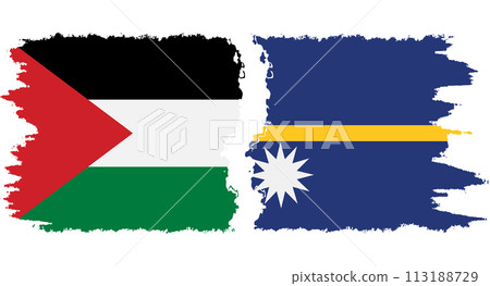 Nauru and Palestine grunge flags connection vector Nauru and Palestine grunge flags connection vector 113188729