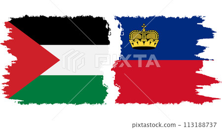 Liechtenstein and Palestine grunge flags connection vector Liechtenstein and Palestine grunge flags connection vector 113188737
