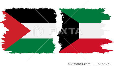 Kuwait and Palestine grunge flags connection vector Kuwait and Palestine grunge flags connection vector 113188739