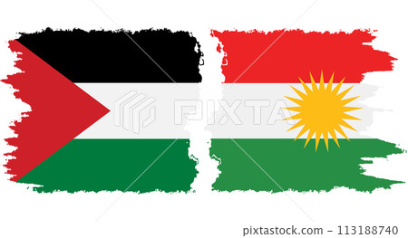 Kurdistan and Palestine grunge flags connection vector Kurdistan and Palestine grunge flags connection vector 113188740