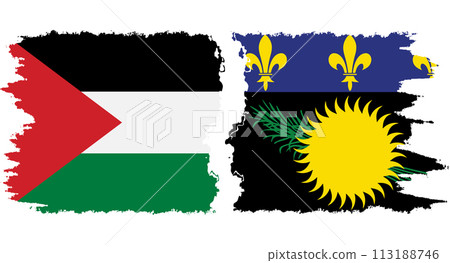 Guadeloupe and Palestine grunge flags connection vector Guadeloupe and Palestine grunge flags connection vector 113188746