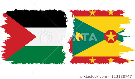 Grenada and Palestine grunge flags connection vector 113188747