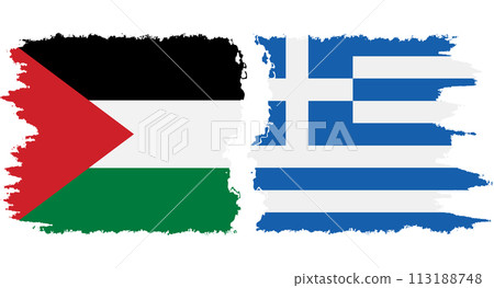 Greece and Palestine grunge flags connection vector Greece and Palestine grunge flags connection vector 113188748