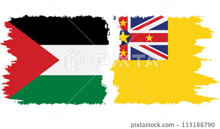 Niue and Palestine grunge flags connection vector Niue and Palestine grunge flags connection vector 113188790