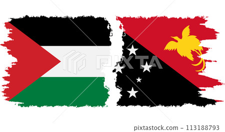 Papua New Guinea and Palestine grunge flags connection vector Papua New Guinea and Palestine grunge flags connection vector 113188793
