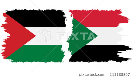 Sudan and Palestine grunge flags connection vector Sudan and Palestine grunge flags connection vector 113188807