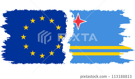 Aruba and European Union grunge flags connection vector Aruba and European Union grunge flags connection vector 113188813