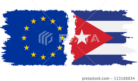 Cuba and European Union grunge flags connection vector 113188834