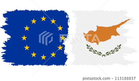 Cyprus and European Union grunge flags connection vector 113188837