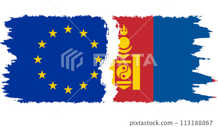 Mongolia and European Union grunge flags connection vector Mongolia and European Union grunge flags connection vector 113188867