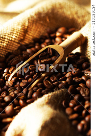 Coffee beans in bag Coffee beans in bag 113189154