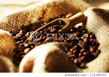 Coffee beans in bag Coffee beans in bag 113189155