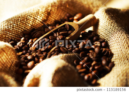 Coffee beans in bag Coffee beans in bag 113189156