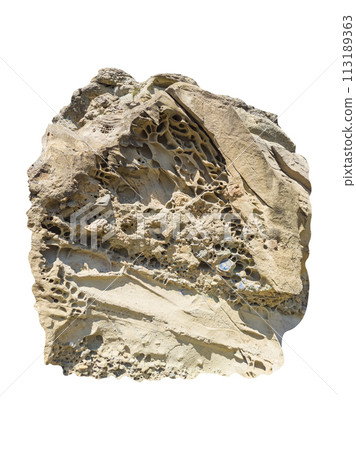 Big natural stone boulders. Isolated on white background. Beautiful textures for templates, backgrounds. 113189363