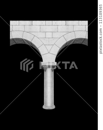 Details, elements of buildings classical architecture. Isolated on a black. Templates for art, design. 113189365