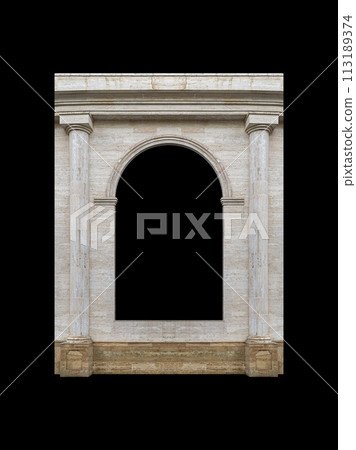 Details, elements of buildings classical architecture. Isolated on a black. Templates for art, design. 113189374