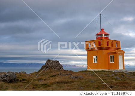 Osholaviti orange lighthouse, Westfjords, Iceland 113189763