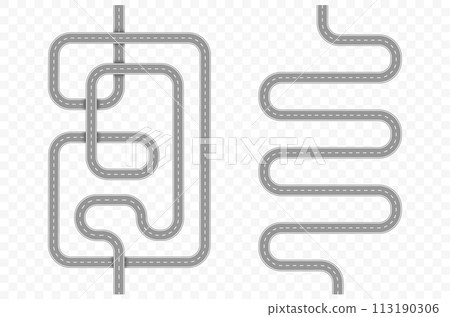 Road path with turns and crossroads 113190306