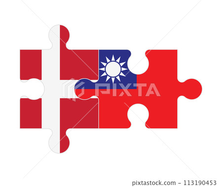 Puzzle of flags of Denmark and Taiwan, vector Puzzle of flags of Denmark and Taiwan, vector 113190453