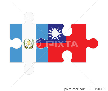 Puzzle of flags of Guatemala and Taiwan, vector 113190463