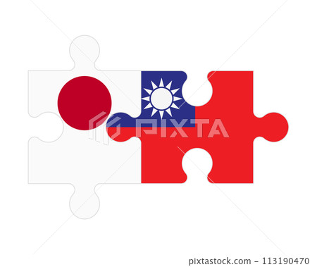 Puzzle of flags of Japan and Taiwan, vector Puzzle of flags of Japan and Taiwan, vector 113190470