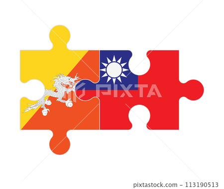 Puzzle of flags of Bhutan and Taiwan, vector Puzzle of flags of Bhutan and Taiwan, vector 113190513