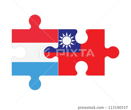 Puzzle of flags of Luxembourg and Taiwan, vector Puzzle of flags of Luxembourg and Taiwan, vector 113190537