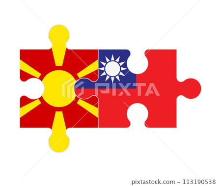 Puzzle of flags of Northern Macedonia and Taiwan, vector Puzzle of flags of Northern Macedonia and Taiwan, vector 113190538