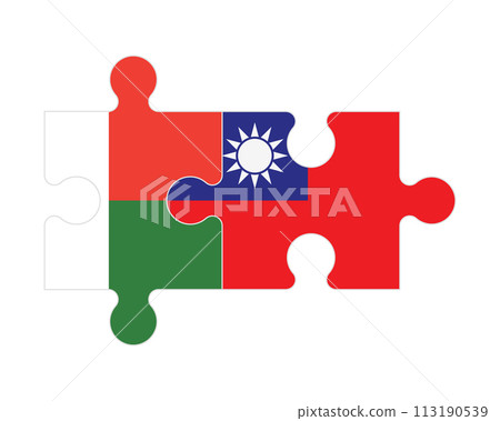 Puzzle of flags of Madagascar and Taiwan, vector Puzzle of flags of Madagascar and Taiwan, vector 113190539