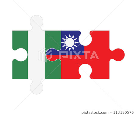 Puzzle of flags of Nigeria and Taiwan, vector Puzzle of flags of Nigeria and Taiwan, vector 113190576