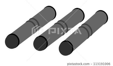 Metal pipes icon. Grey tubes illustration isolated on white background Metal pipes icon. Grey tubes illustration isolated on white background 113191006