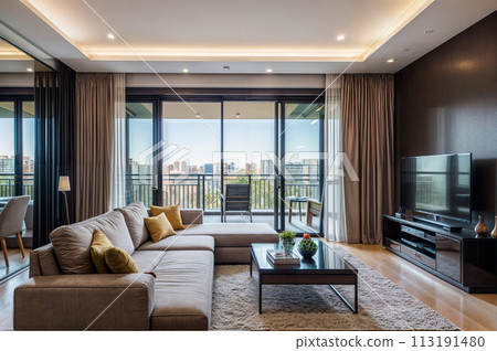 時尚設計師公寓的客廳 113191480