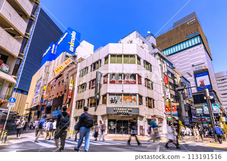 Japan's Tokyo cityscape View of Hareza Ikebukuro (back left) and Animate at the east exit of Ikebukuro Station against the blue sky Japan's Tokyo cityscape View of Hareza Ikebukuro (back left) and Animate at the east exit of Ikebukuro Station against the blue sky 113191516