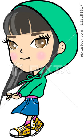Cute young girl character who likes hiphop_full body Cute young girl character who likes hiphop_full body 113191617
