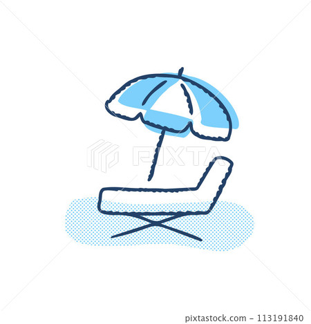 沙灘傘和躺椅 沙灘傘和躺椅 113191840