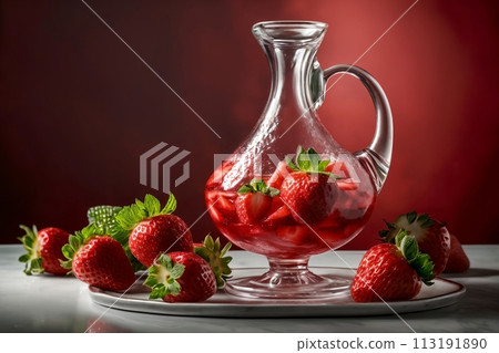 fresh cold compote made from ripe red strawberries 113191890