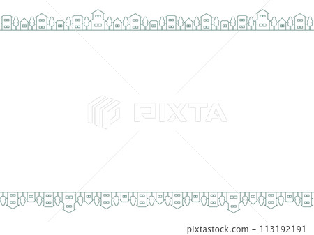 Frame illustration of a row of houses pattern (green) 113192191