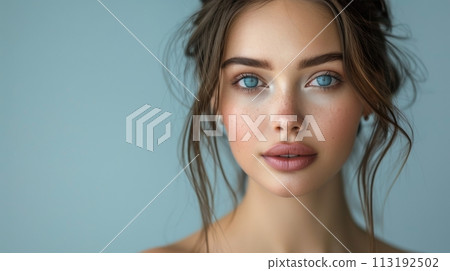 Woman With Blue Eyes and Long Hair Woman With Blue Eyes and Long Hair 113192502