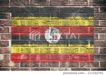 Uganda flag on a brick wall Uganda flag on a brick wall 113192701