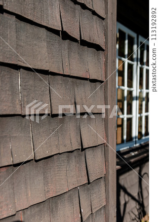 Wooden exterior wall finishing and armoring for houses 113192892