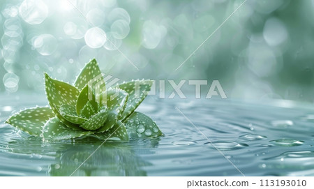Close Up of Aloe Vera Jar on Table 113193010