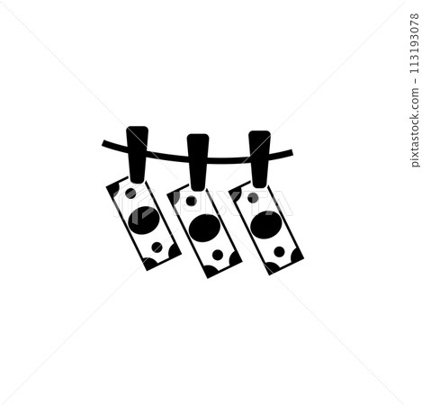 Banknotes Hanging on a Clothesline Flat Vector Icon 113193078